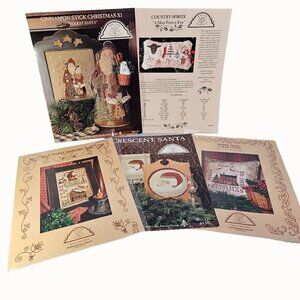 Homespun Elegance‎ Cross Stitch Christmas Santa Claus Crescent Lot of 5 Leaflets